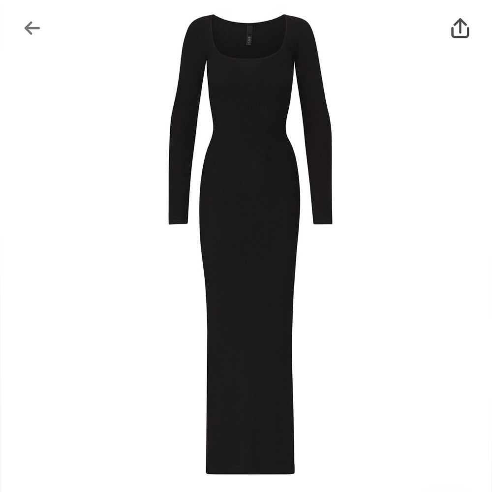 SKIMS Black Long Sleeve Bodycon Dress